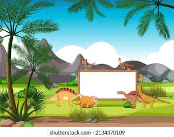 Dinosaur Prehistoric Forest Scene Illustration Stock Vector (Royalty ...