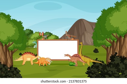 Dinosaur in prehistoric forest scene  illustration