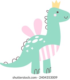 Princesa De Dinosaurio Con Ilustración Vector De Alas