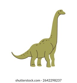 Dinosaur for printing on textiles, paper for design of children clothing. Vector tyrannosaurus with neck, Brontosaurus funny character. Dino dinosaur animal game personage. Apatosaurus big lizard