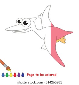 Dinosaur Pterodactyl to be colored, the coloring book to educate preschool kids with easy kid educational gaming and primary education of simple game level.