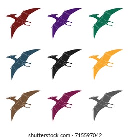 Dinosaur Pterodactyloidea icon in black style isolated on white background. Dinosaurs and prehistoric symbol stock vector illustration.