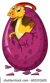 Dinosaur In Purple Egg Illustration