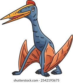 Dinosaur Quetzacoatlus Cartoon Colored Clipart 