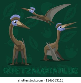 Dinosaur Quetzalcoatlus Cartoon Vector Illustration