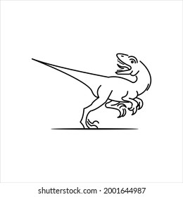 Dinosaur Raptor Ancient Prehistoric Animal Vector, Beast Reptile Monster Illustration Graphic Line Art Element