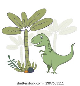 dinosaur Raptor - illustrations of dinosaurs in the style of cartoon - hand-drawn extinct reptiles