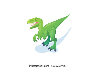Dinosaur Raptor Isometric Flat Cartoon style vector illustration