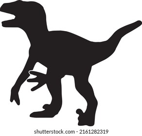 Dinosaur Raptor Silhouette. Vector Dinosaur Silhouette Isolated On White Background. Standing Dino Logo Icon, Side View