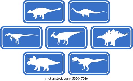 Dinosaur Rectangular Emblem Set Blue