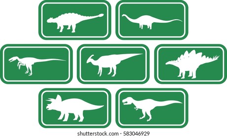 Dinosaur Rectangular Emblem Set Dark Green
