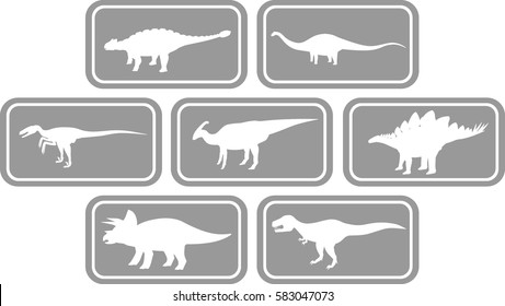 Dinosaur Rectangular Emblem Set Dark Grey