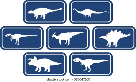 Dinosaur Rectangular Emblem Set Deep Blue