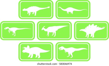Dinosaur Rectangular Emblem Set Green
