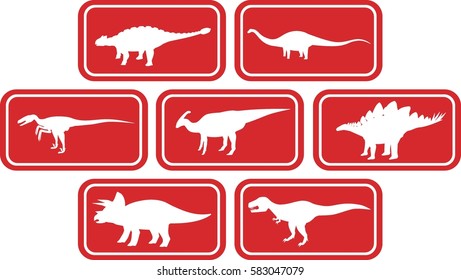 Dinosaur Rectangular Emblem Set Red