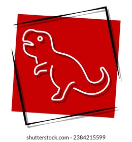 dinosaur red banner in frame. Vector illustration.