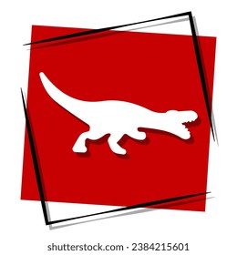 dinosaur red banner in frame. Vector illustration.
