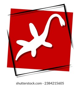 dinosaur red banner in frame. Vector illustration.