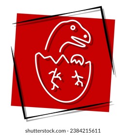 dinosaur red banner in frame. Vector illustration.