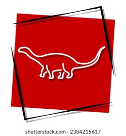 dinosaur red banner in frame. Vector illustration.