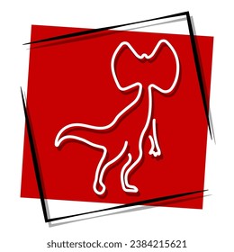 dinosaur red banner in frame. Vector illustration.