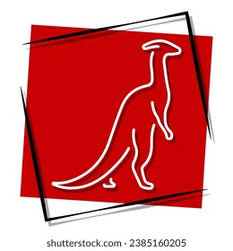 dinosaur red banner in frame. Vector illustration.