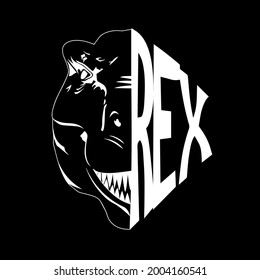 dinosaur rex black and white head