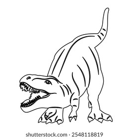 dinosaur rex roaring sketch, vector on white background