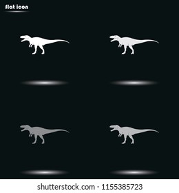 Dinosaur Rex silhouette flat grayscale vector icon.