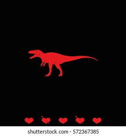 Dinosaur Rex silhouette. Flat icon.