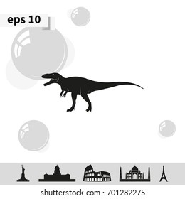 Dinosaur Rex silhouette. Flat icon.