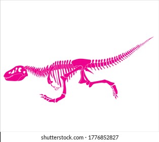 Dinosaur Rex skeleton running dinosaur silhouette in isolate on white background. Vector illustration