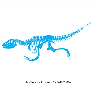 Dinosaur Rex skeleton running dinosaur silhouette in isolate on white background. Vector illustration