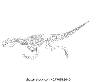 Dinosaur Rex skeleton running dinosaur silhouette in isolate on white background. Vector illustration