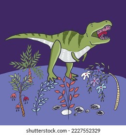 Dinosaur rex vector doodle illustration.