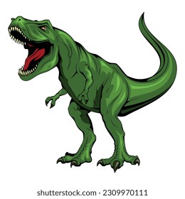 Dinosaur Rex. Vector illustration of a roaring tyrannosaurus. Mesozoic era carnivorous dinosaur