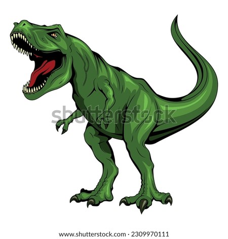 Dinosaur Rex. Vector illustration of a roaring tyrannosaurus. Mesozoic era carnivorous dinosaur