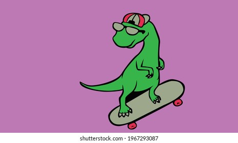 dinosaur riding a skateboard, divided by layers