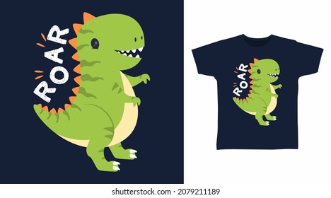 Dinosaur roar cartoon t shirt design