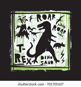 Dinosaur roar illustration, tee shirt graphics, vectors, typography