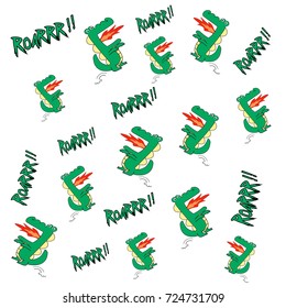 dinosaur roar seamless pattern. vector cartoon illustration