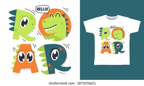 Dinosaur with Roar typography t shirt design