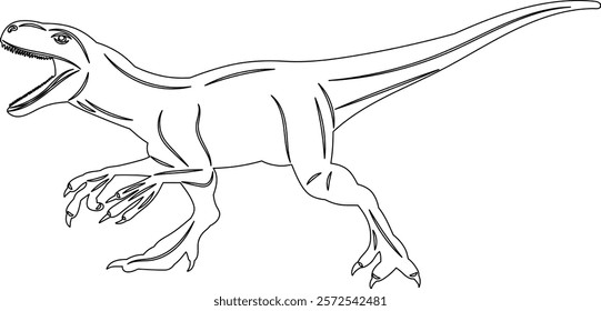 dinosaur roaring sketch, outline vector