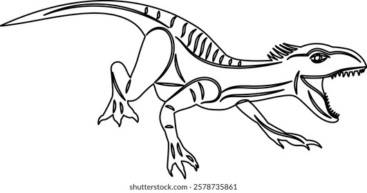 dinosaur roaring sketch, outline vector