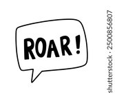 Dinosaur roaring speech bubble doodle illustration