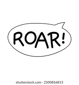 Dinosaur roaring speech bubble doodle illustration
