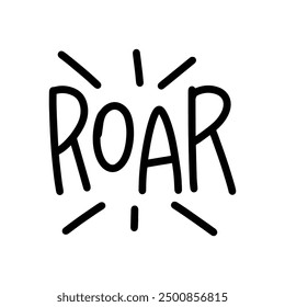 Dinosaur roaring speech bubble doodle illustration