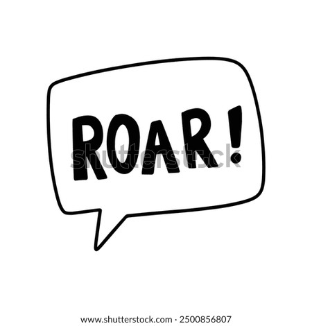 Dinosaur roaring speech bubble doodle illustration