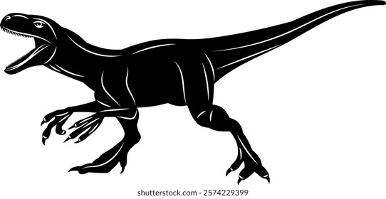 dinosaur roars black silhouette vector