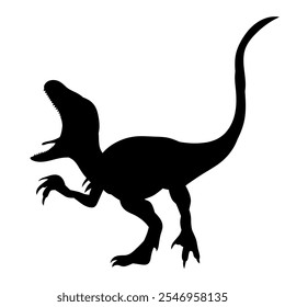 El dinosaurio ruge en la silueta del fondo blanco, Vector